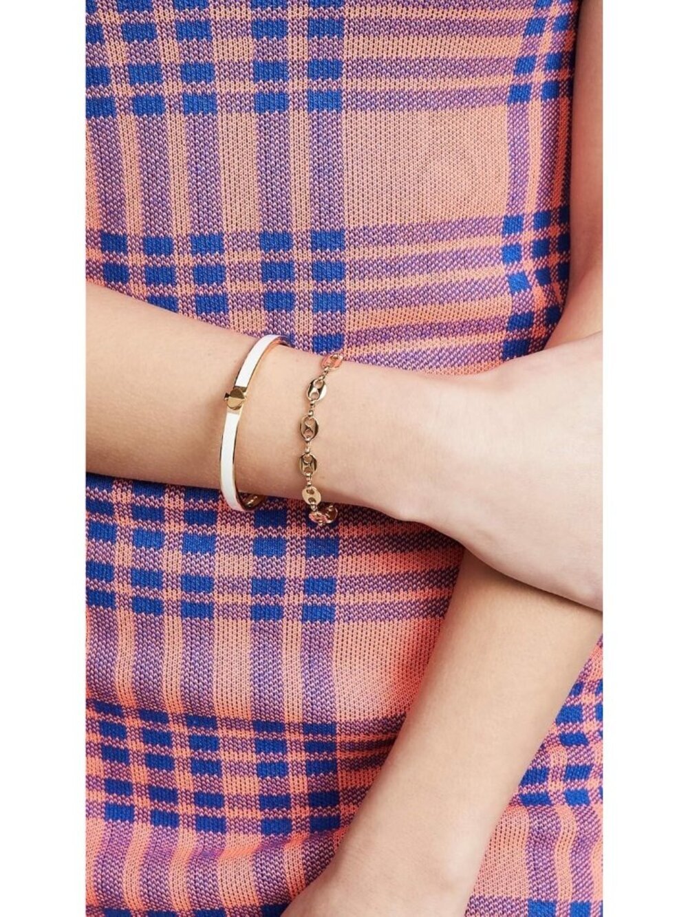 Kate Spade New York Hinged Bangle Bracelet  Spade Gold Tone White Enamel - Picture 4 of 5